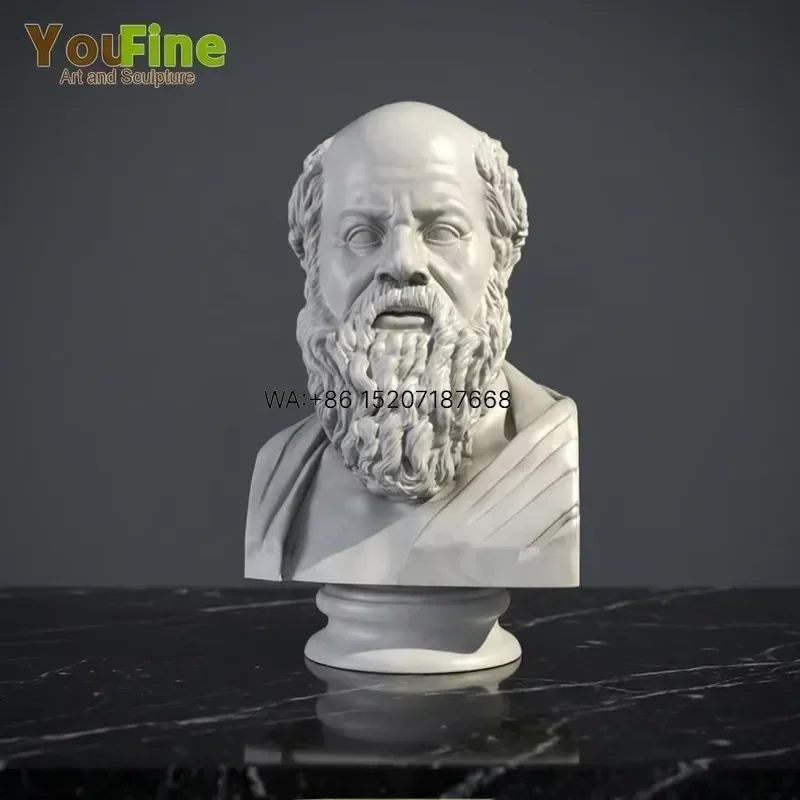 Wmwmnu Life Size Hand Carved White Marble Socrates Bust Statue Famous Greek Philosopher Sculpture for Home Office Decor