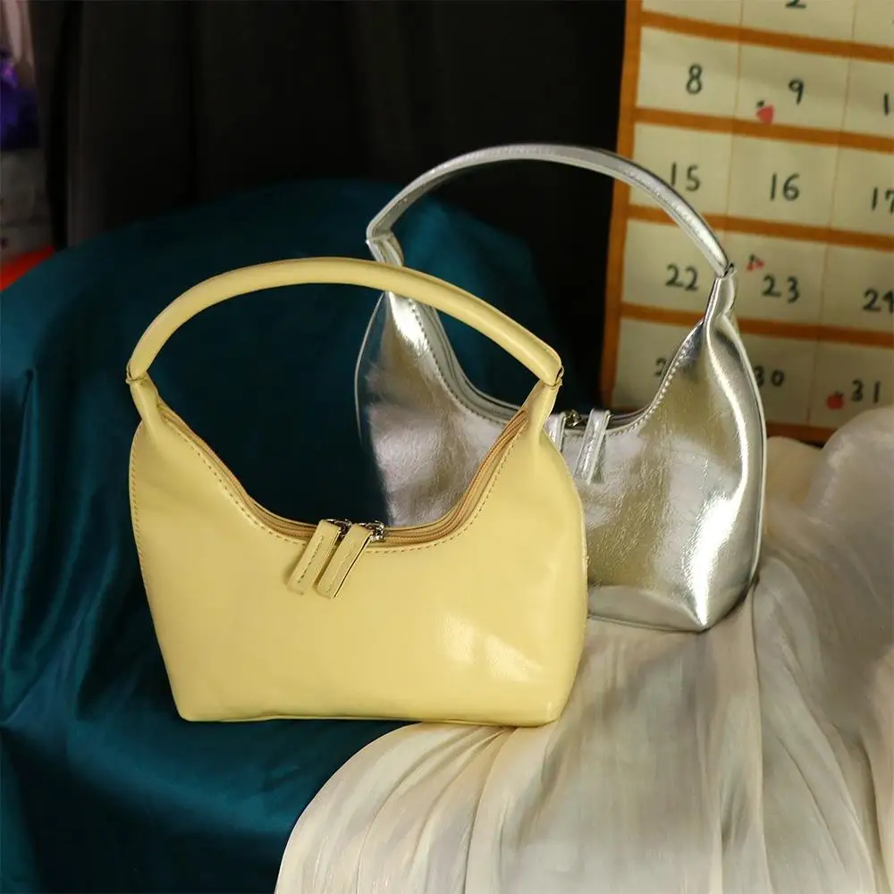 Bolsa francesa clássica do telefone móvel para as mulheres, bolsa crescente retro, bolsa feminina de couro PU, bolsa de axilas, bolsa de ombro, bolsa coreana