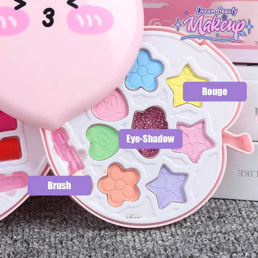 여아용 미용 장난감 메이크업 키트, 공주 진짜 세탁 가능한 척 놀이 화장품 세트, 거울이 있는 장난감, 무독성 및 안전
