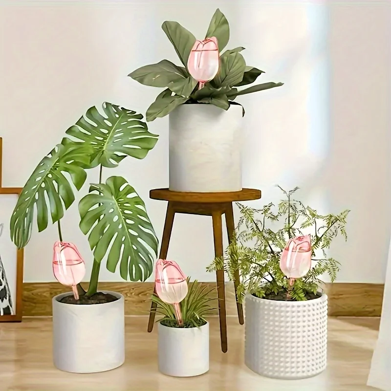 3 PCS Tulip Irrigation Balls with Narrow Mouth Design to Extend Drip Time, Suitable for Indoor and Outdoor Potted Plants