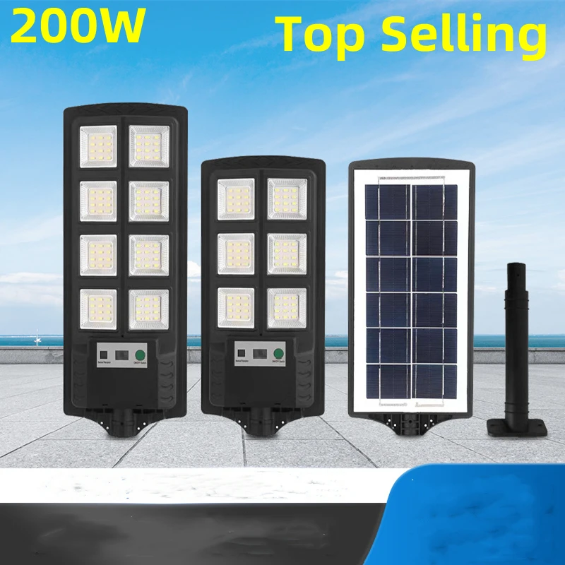 200W Powerful Solar Light Outdoor Solar Street Light Modern Waterproof Automatic Dusk to Dawn Street Light For Garage Garden