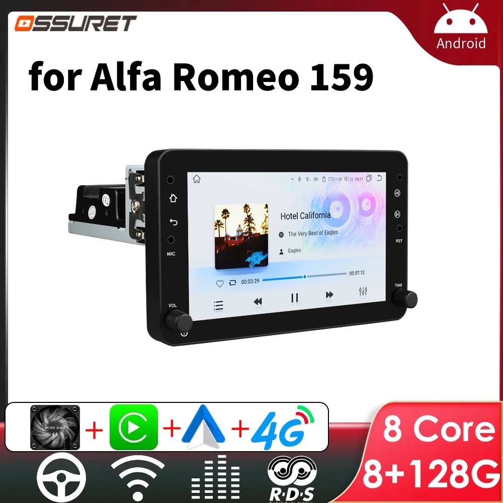 Autoradio Android pour Alfa Romeo 159 Brera Spider Sportwagon, système multimédia de voiture 1Din, Carplay sans fil, autoradio 7862, GPS intelligent