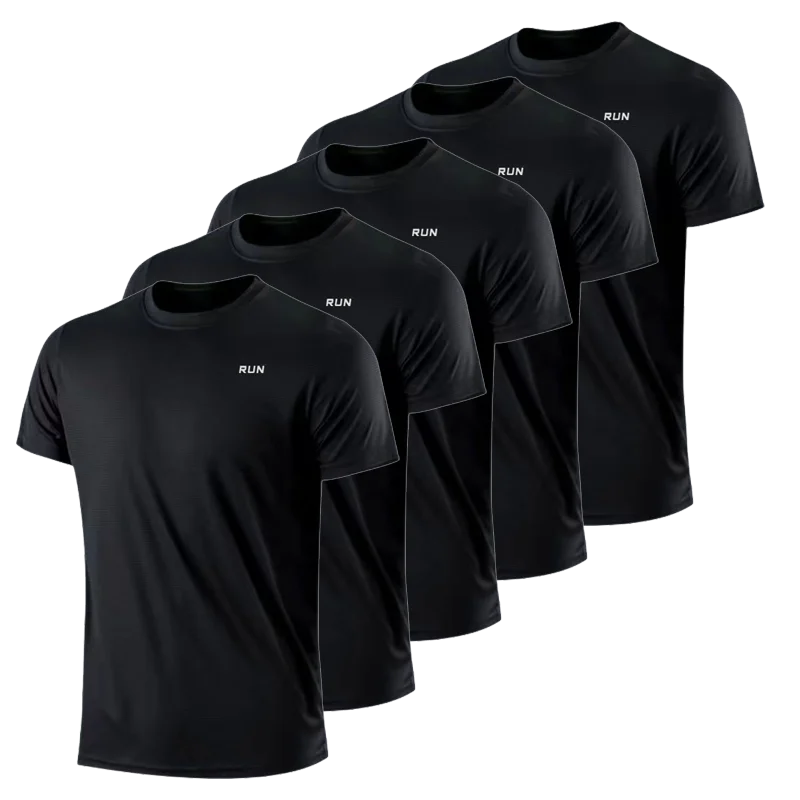 5Pcs Men's Cool Touch Short Sleeve T Shirt Quick Dry Breathable Summer Athletic Tops For Workout Running Gym Daily Casual Wear