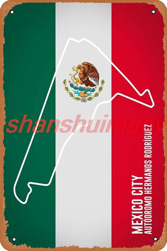 shan Metal Signs - Racetracks Flag Edition Autodromo HermanoRodriguez - 8x12 inches Metal Poster. 1pc