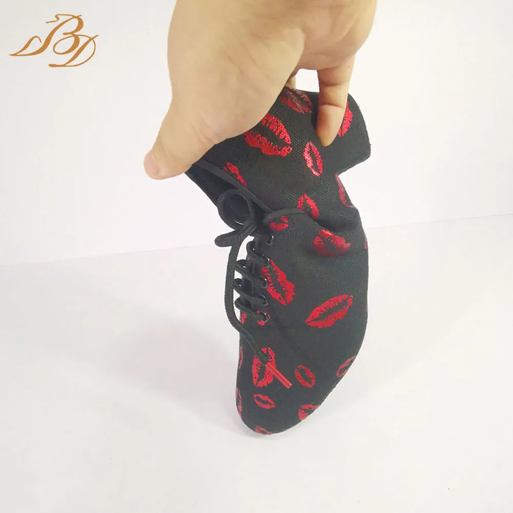 BD Dance Latin American Shoes Sneakers Dance for Woman Perform Social Jazz Sports Fitness Tango Argentina Shoes Red Lips T1-B