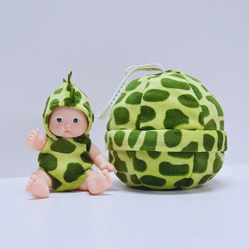 BJD Reborn Doll 12cm Baby Cute Green Style Dinosaur Sets Sleeping Bag Toys for Children's Doll Surprise Toys Xmas Birthday Gifts