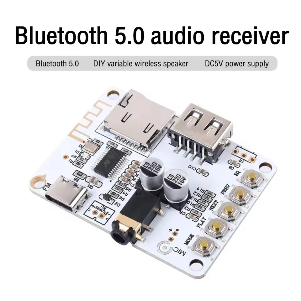 5V Wireless Stereo Module Multi-Source Bluetooth Receiver Board –  with USB/TF Decoding, Preamp Output & 2.1CH Audio Support