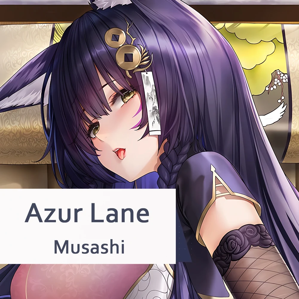 Dakimakura Azur Lane Musashi Full Body Pillow Case Anime Otaku Pillowcase Game Throw Cushion Cover image 2