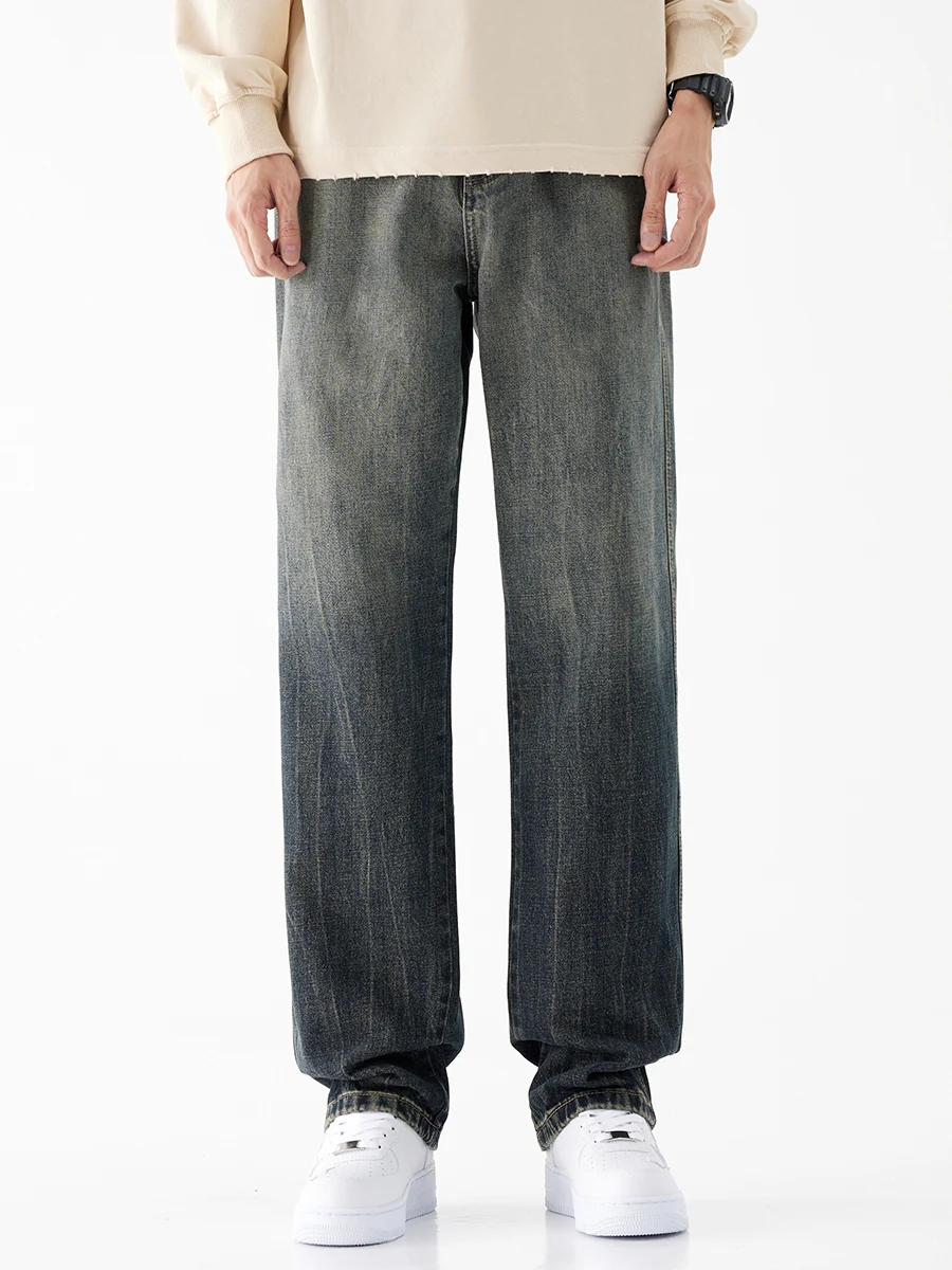 

Высококачественные мужские джинсы с градиентным цветом, повседневные, прямого кроя, свободные, в уличном стиле, универсальные, для весны и осени, длинные брюки