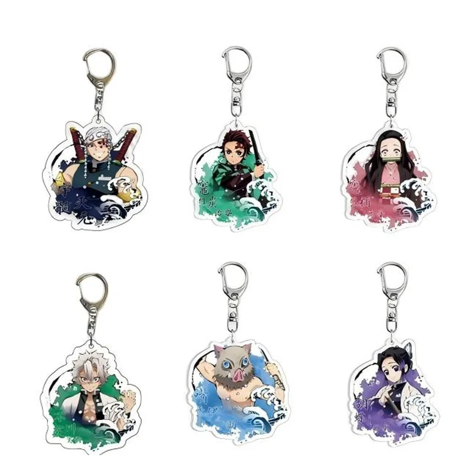 Demon Slayer doll toy Kimetsu No Yaiba Blade of Ghost Keychain Acrylic Pendant Car Key Chain Fans kids Xmas Gift Anime Jewelry