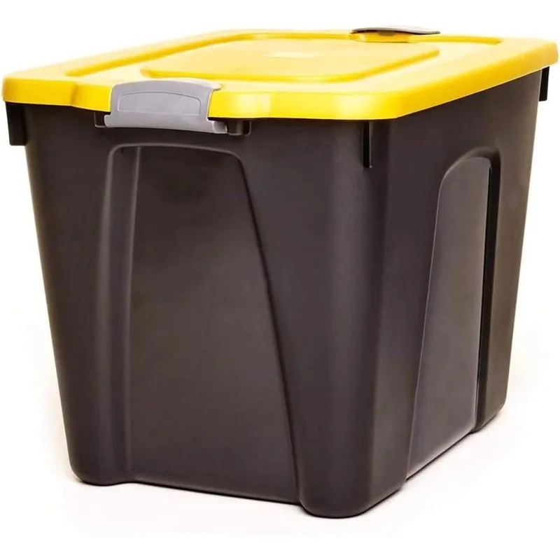 22-Gallon Durabilt Plastic Stackable Home Office Garage Storage Organization Container Bin w/Latching Lid and Handles, Blac