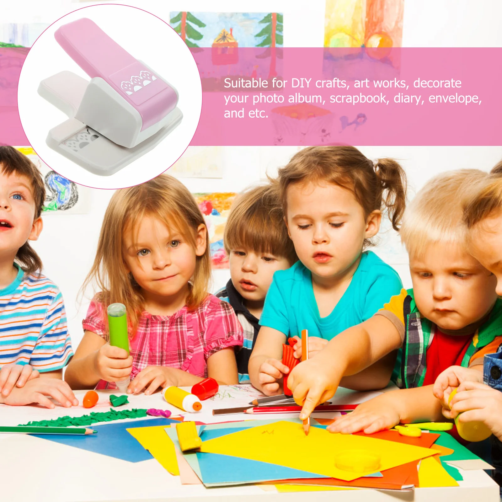 

Scrapbooking Paper Punch Craft Tool Round Hole Puncher Stainless Steel Handheld Kids Friendly DIY Punching Tool for Photo Album