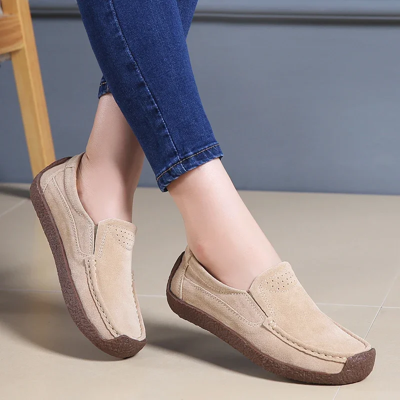 Comfortable Fashionable and Lightweight Suede Women\'s Casual Shoes Casual Shoes Breathable Slide Sleeves Driving Shoes for Women