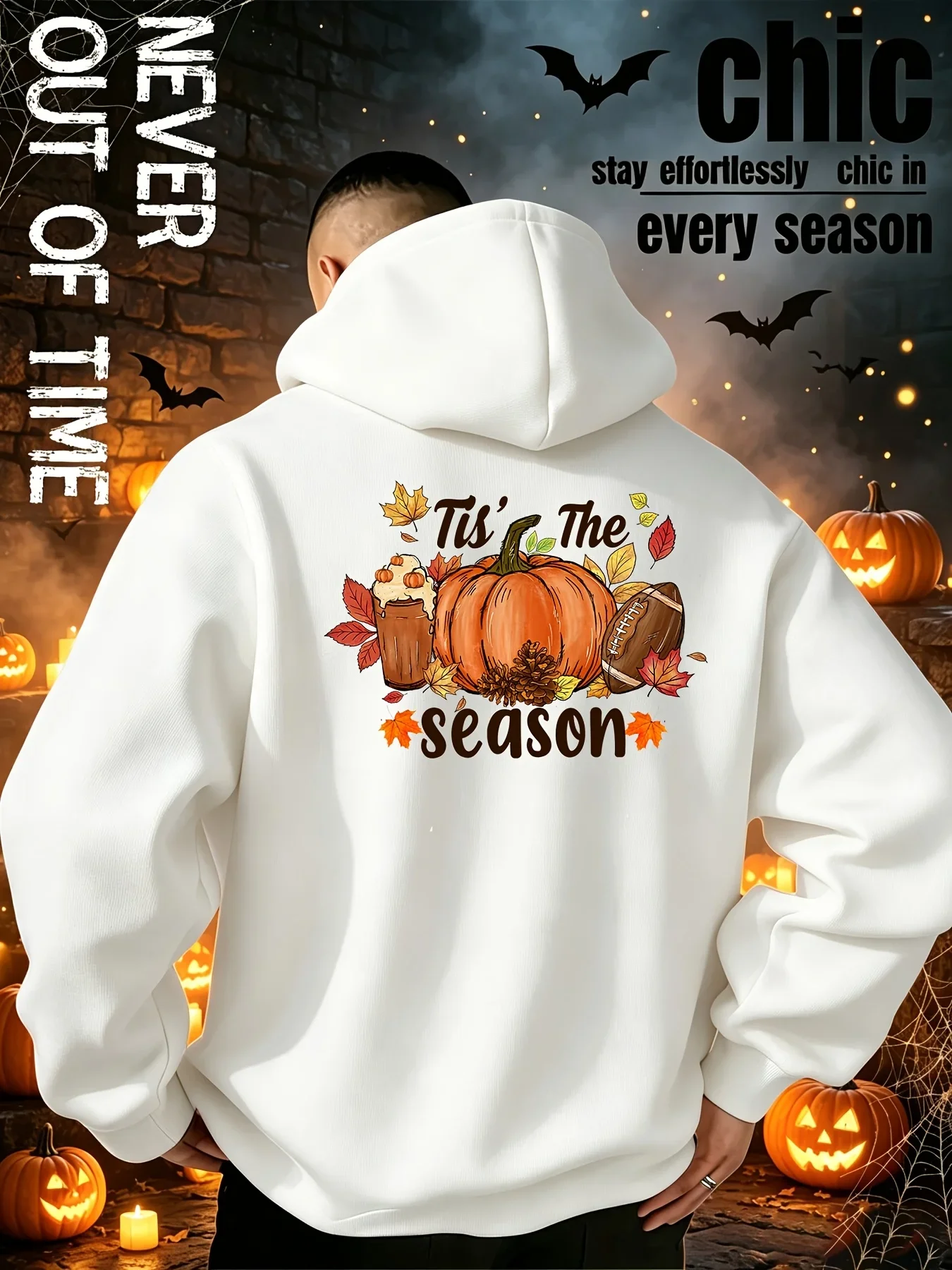 New Men's Stylish Casual Hoodie – Halloween-Themed Print – Comfortable, Versatile Long-Sleeve Hoodie for Autumn and Winter