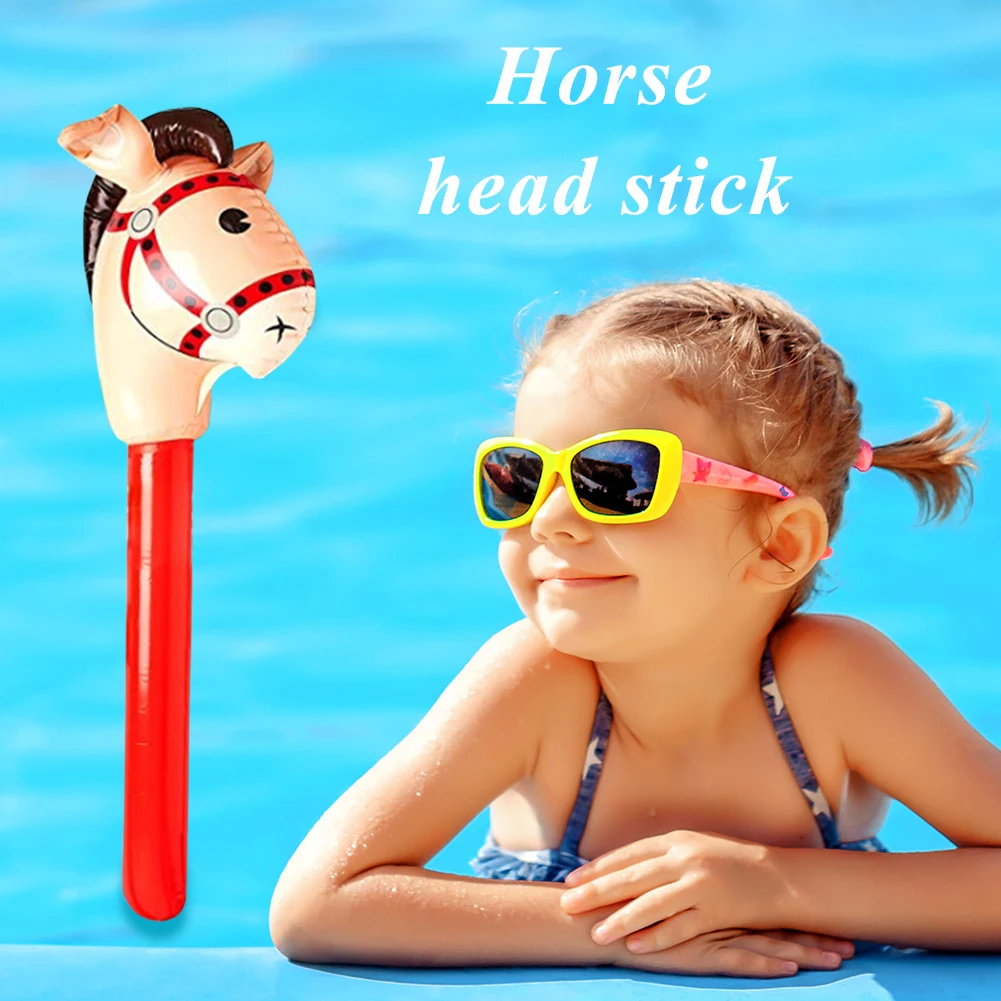 Practical Multi-functional Classic PVC Inflatable Horse Head Stick Ride-on Animal Toy for Kid Plaything Party Decor