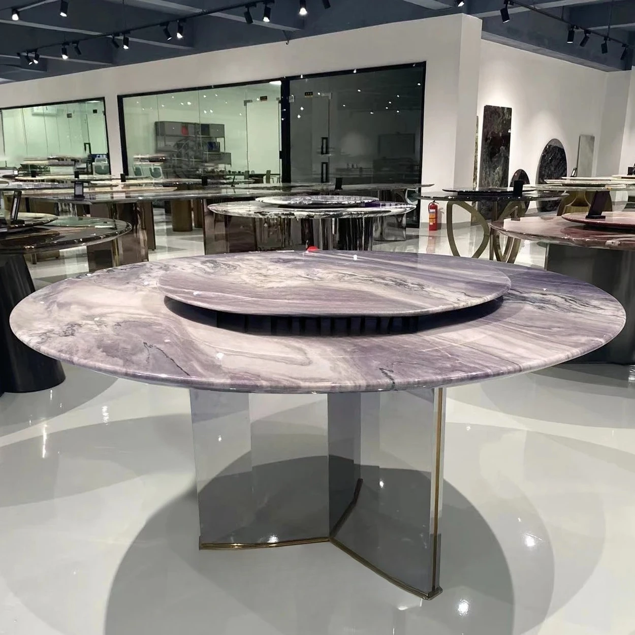 

Pure natural marble dining table high-end luxury stone series Patek jadeite living room round light luxury