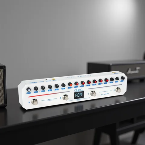 FLAMMA FB200 Pedal multiefectos de bajo inteligente con 40 preestablecidos Modelos de 10 AMP 10 Simulaciones de CAB 9 ranuras IR 40 estilos de ritmo