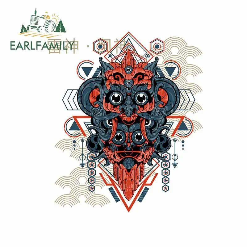 

EARLFAMILY 13cm x 11cm for Im Dark Japanese Fujin Raijin Mask Car Sticker Motorcycle Decal Bumper Personality Windows Decoration