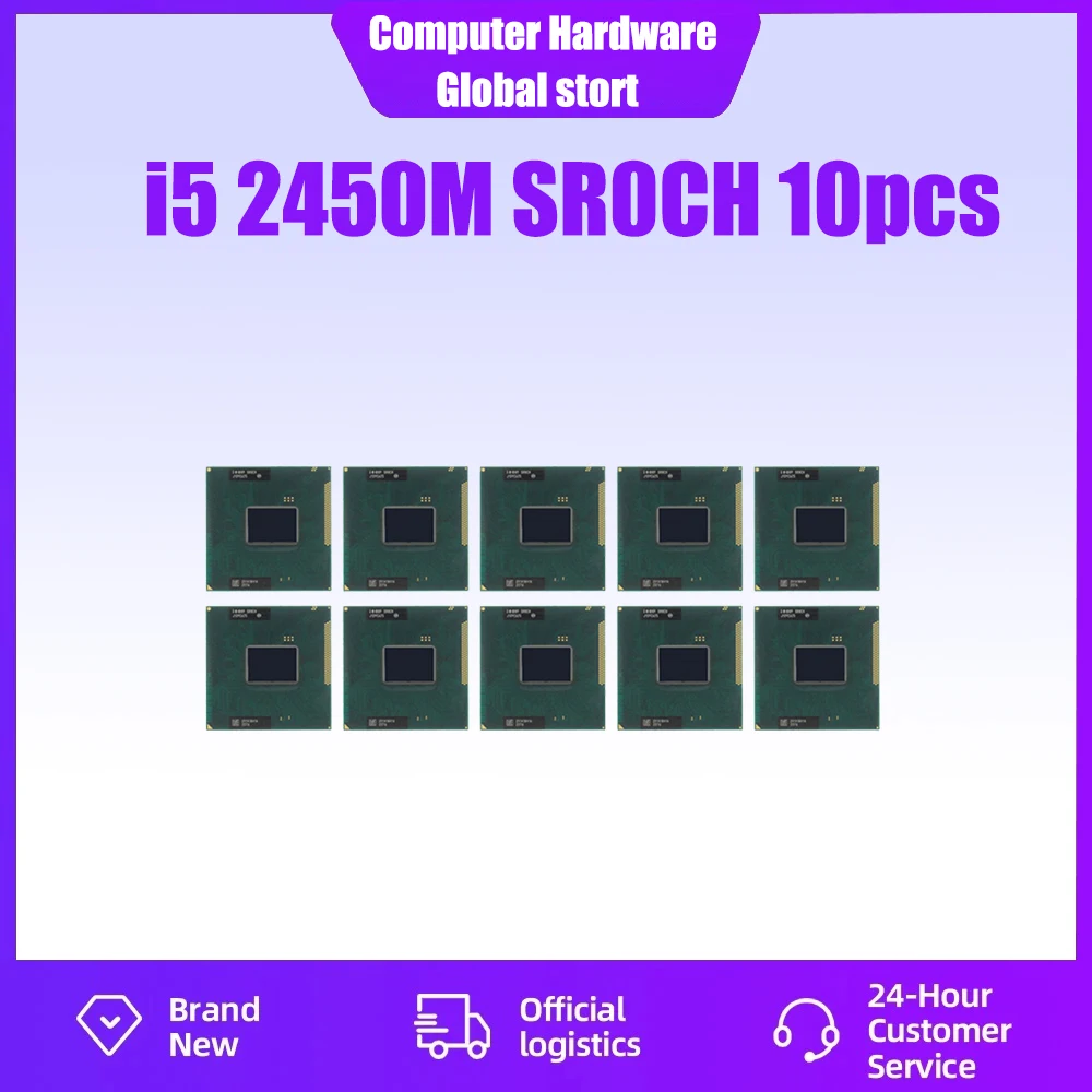 

10pcs i5 2450M i5-2450M ноутбук CPU rPGA988B SR0CH 2,5 ГГц 3 Мб 35 Вт Процессор