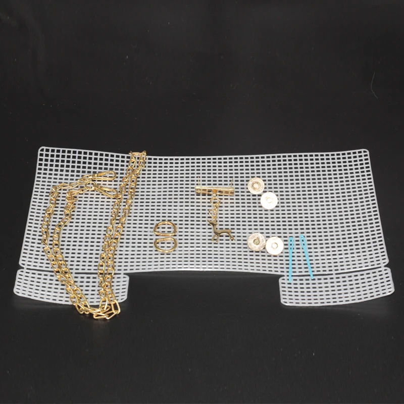 Latch Hook Weaving Bags Making Template Set Plastic Mesh Cloth Bag Rug Thread Hook Craft Supplies DIY Shoulder Bag Chians Button