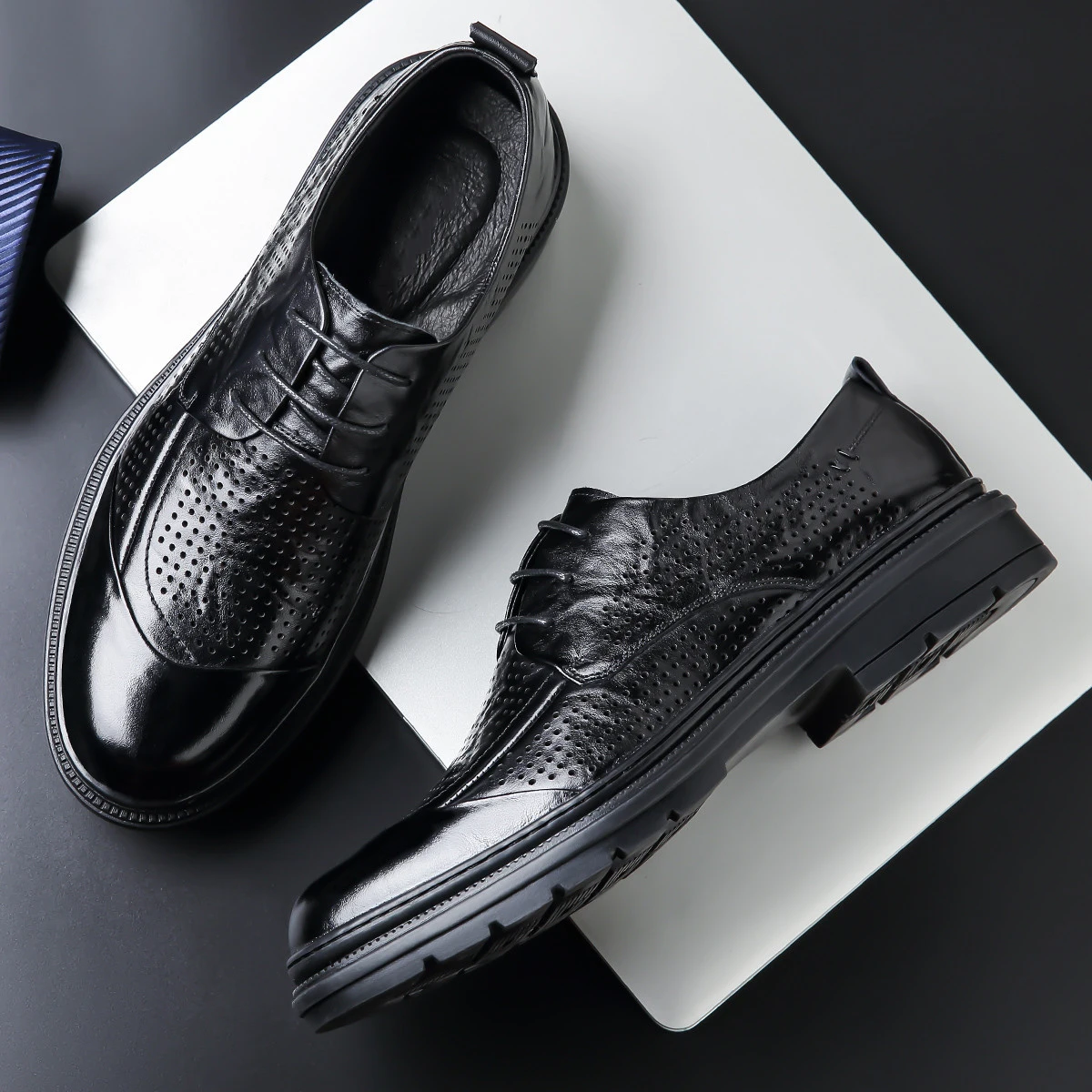 New Business Formal High-end Commuting Genuine Leather Shoe Lace-up Formal Business Leather Shoes Dress Shoes British Breathable