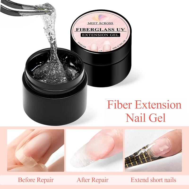 Fiberglass Extension Nail Gel Polish Crack Broken Repaired Fiber Silk Acrylic Clear Quick Building UV Construction Gel Polish