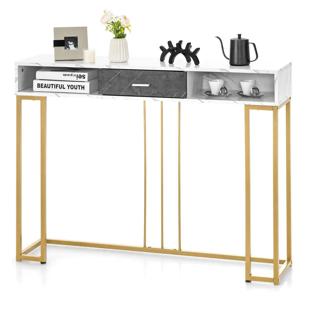 Costway Console Entryway Hallway Table Gold Narrow Long Sofa Table for Living Room