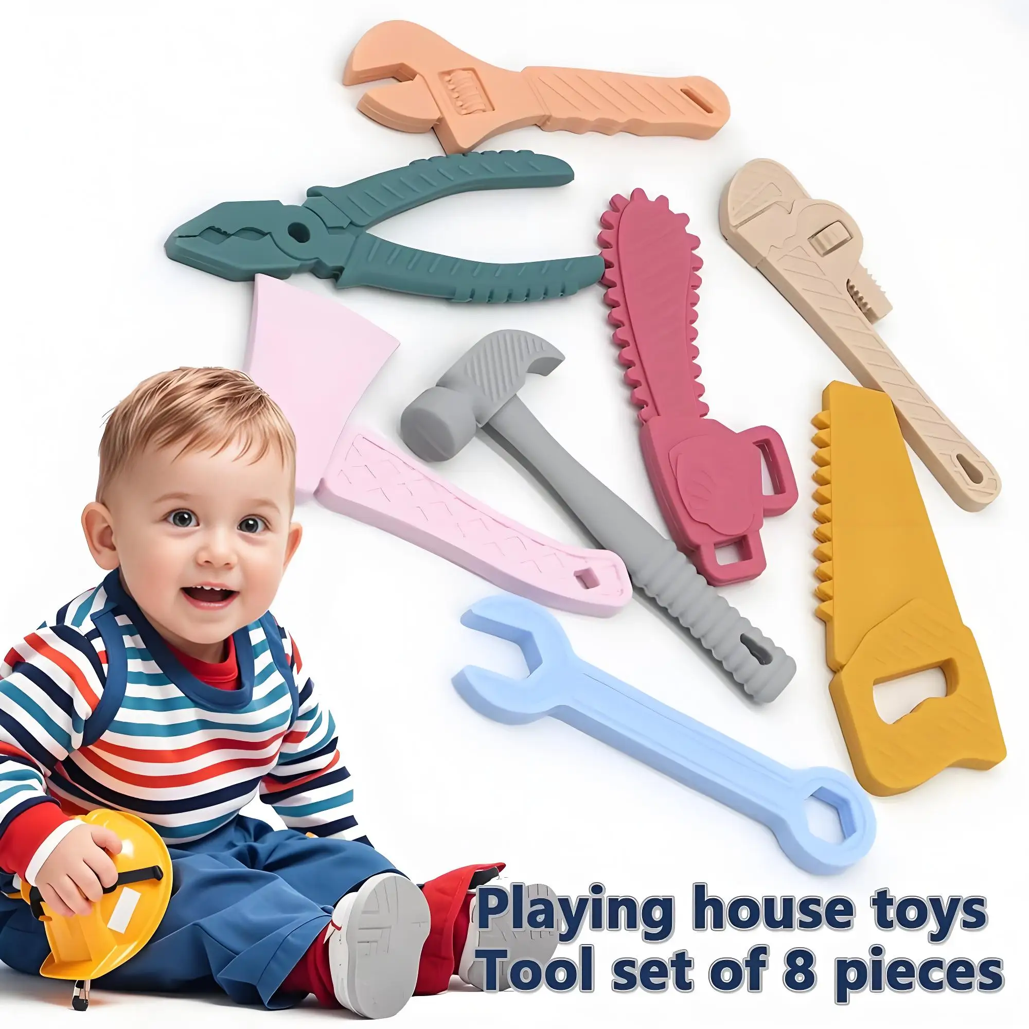 8pcs Silicone Teething Toys Set for Babies Multicolor Shaped Teethers Daily Use Children's Teeth Grinding Relief Tools
