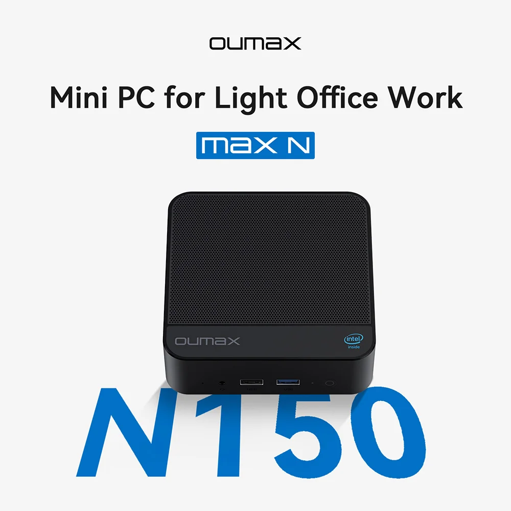 OUMAX Intel Twin Lake N150 Mini PC 16GB 500GB Support Dual LAN WIFI5 BT Mini Desktop Computer