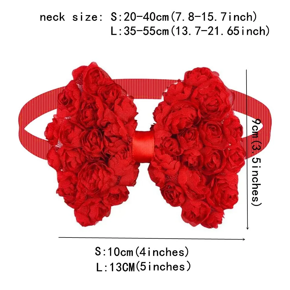 30pcs Valentine's Day Large Dog Bow Tie Pet Dog Grooming Product Chiffon Rose Style Dog Necktie Pet Supplies Dog Accessories