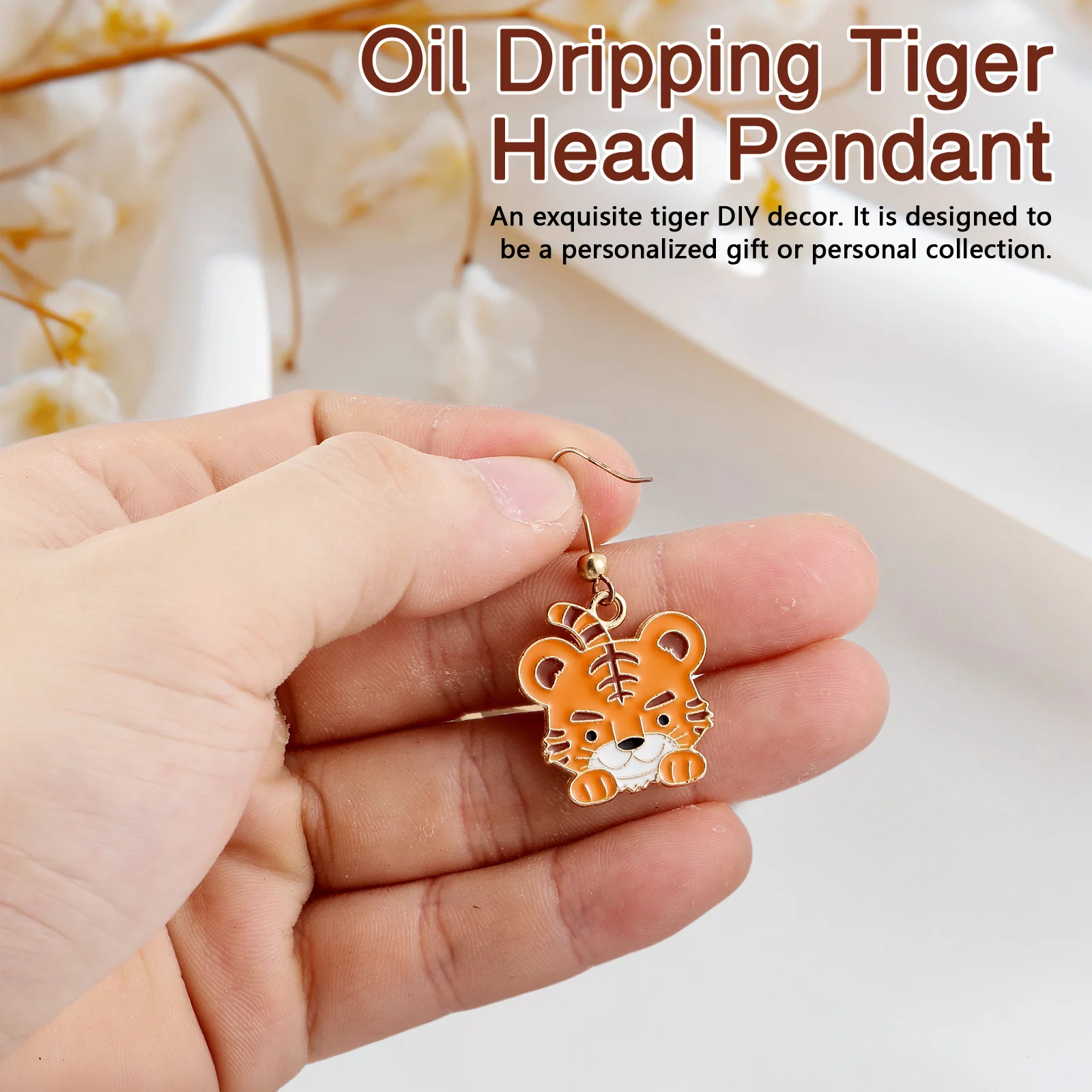 10 قطع سبائك قلادة مكونات المجوهرات لطيف النمر رئيس سحر عقد دي اي واي أقراط سوار المفاتيح DIY النمر رئيس قلادة #3