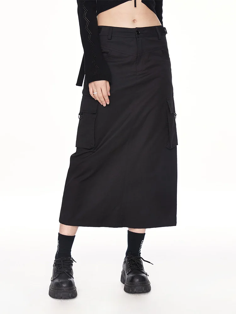 Black American Retro Work Skirt Women's Outdoor Half Skirt Berkeley Style A-Line  Skirt for Young Women City Commuting Ca...