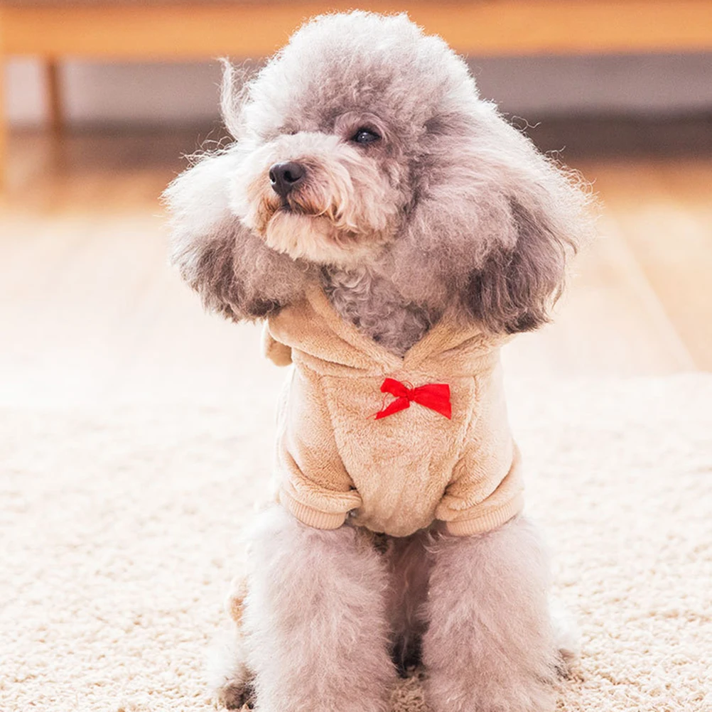 

Warm Hooded Dog Coat Jumpsuit Small Pet Sweatshirt Puppy Winter Sweater Chihuahua Outfit Cartoon Brown