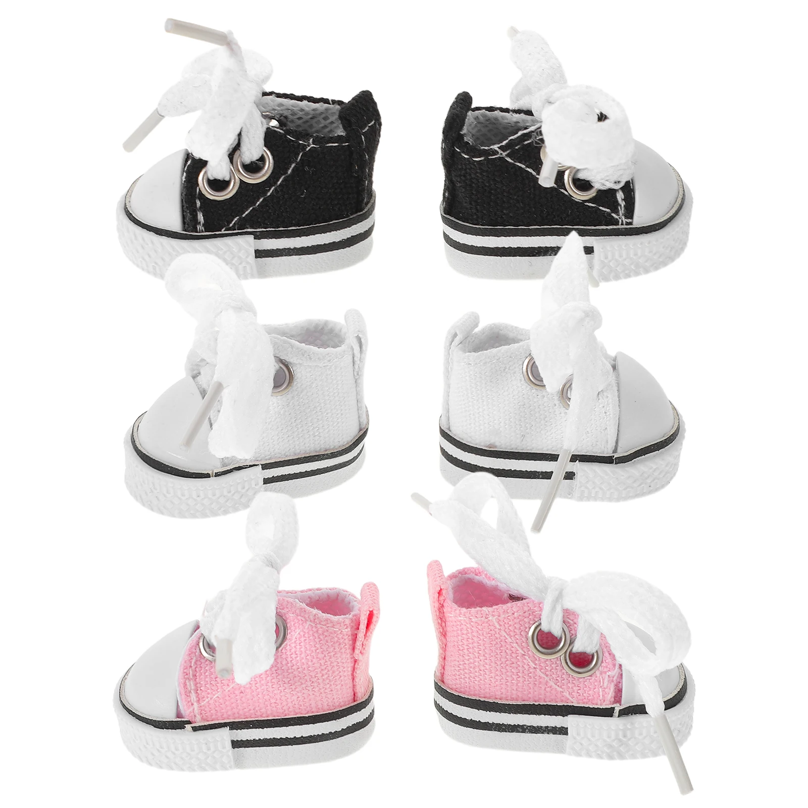 

3Pairs 17Cm Canvas Sneakers Miniature Shoes Dress-Up Footwear Realistic Design Versatile Colors Easy to Wear Wardrobe Decor