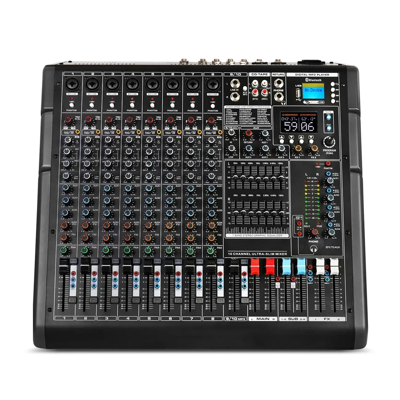 2026/2026Biner PG10 Professional Built-in 99 types of Stereo Reverbs 10  Mixing Console for Outdoor Stage Performance