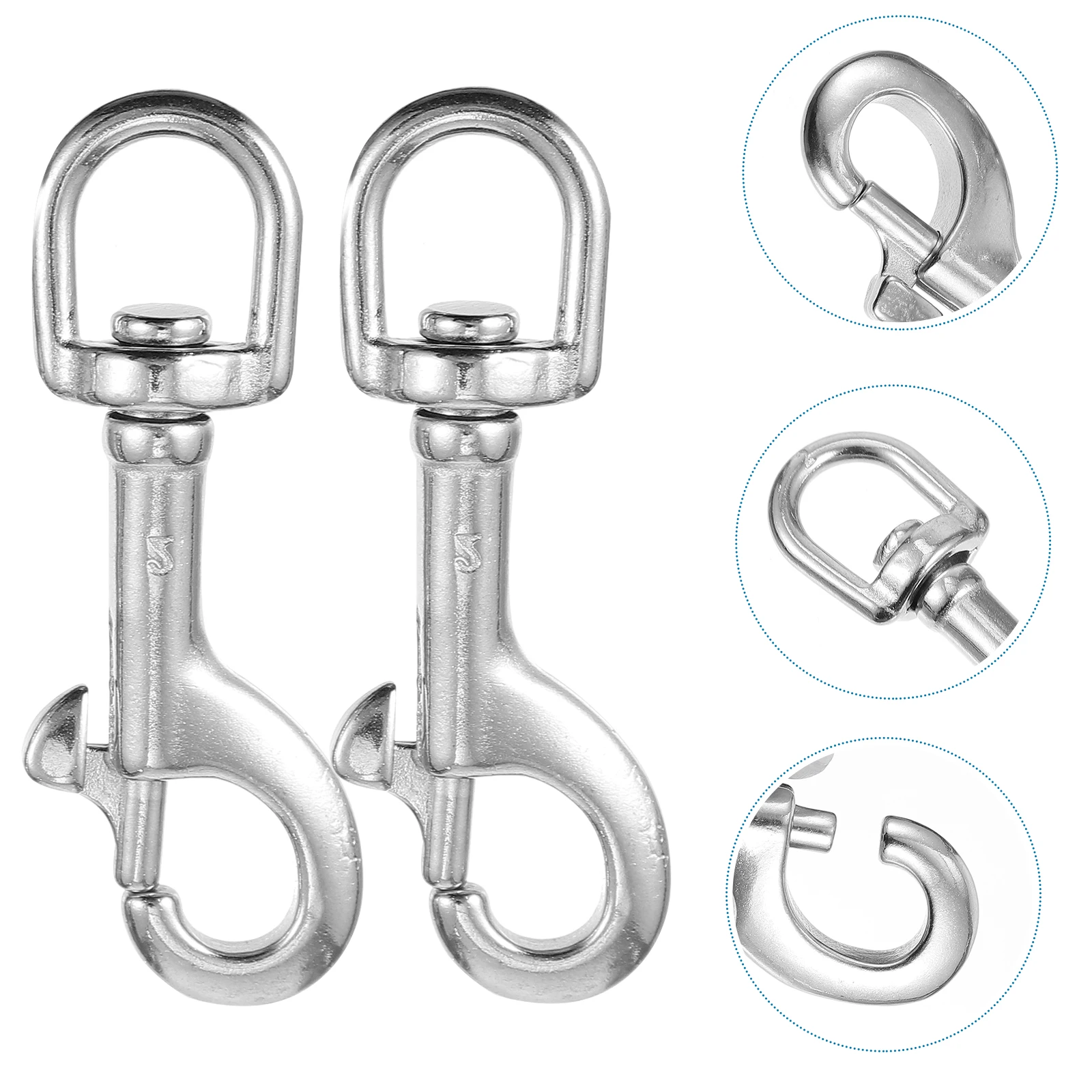 

2pcs Swivel Snap Strap Belt Clasp Dog Leash Clip Diving Hook Stainless Steel Anti-Rust Bolt Snap Hook Pet Leash