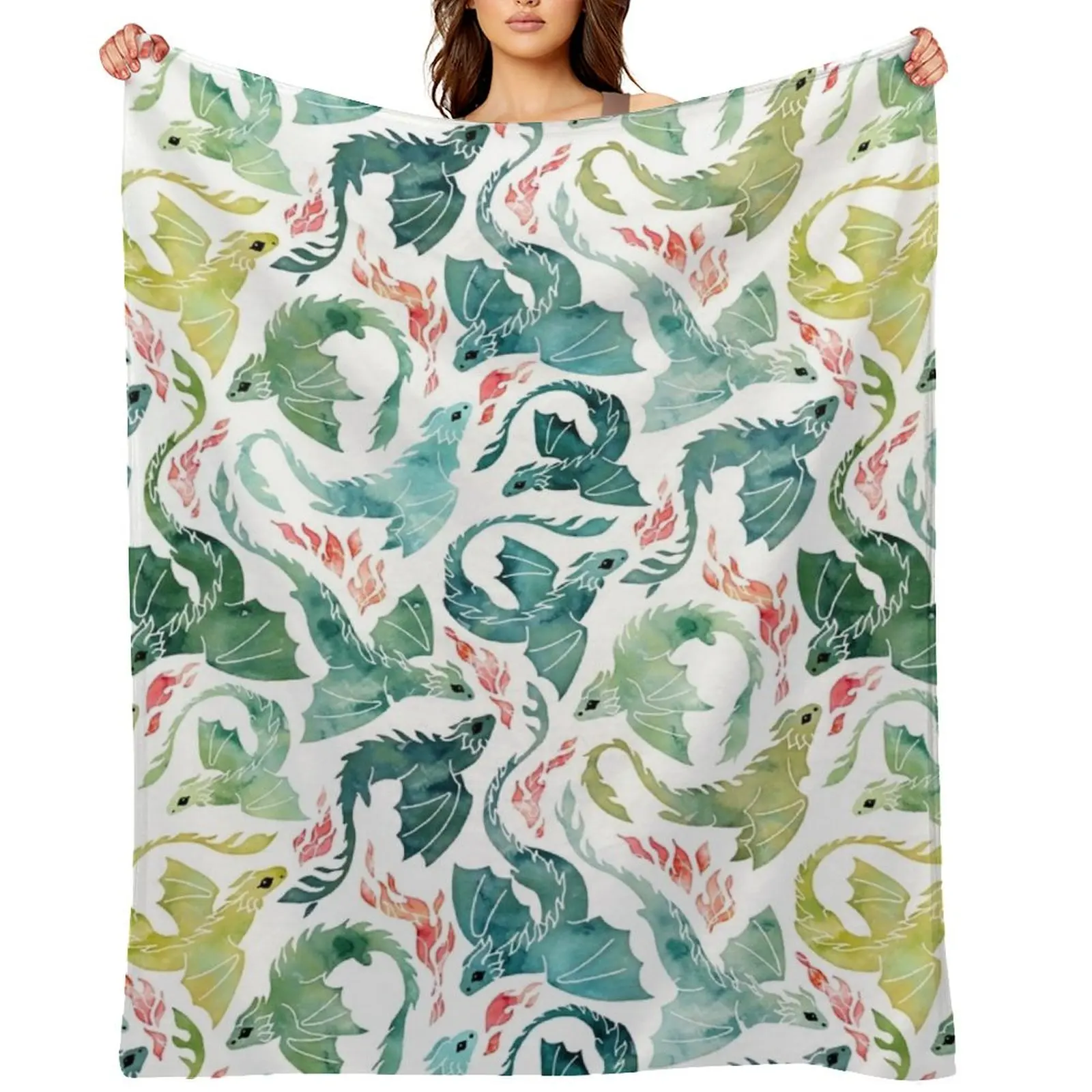 

Dragon fire turquoise & green Throw Blanket Sleeping Bag Soft Beds For Baby Stuffeds Blankets
