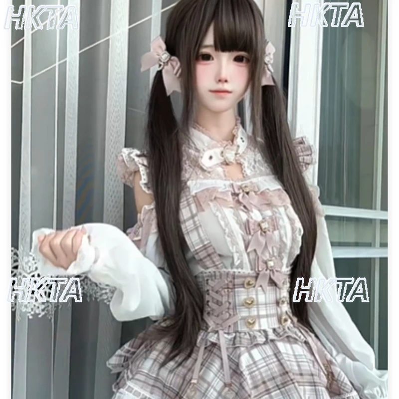 

Новинка 2026: Весенне-летние блузки и рубашки с открытыми плечами и длинными рукавами для женщин и девушек, в стиле Лолита, с милым бантом, из шифона