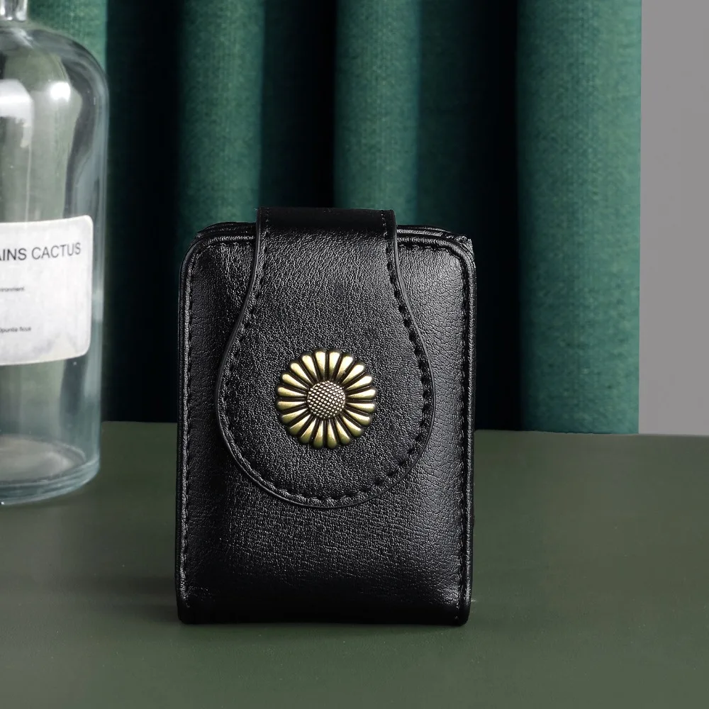 

PU Leather Pu Cosmetic Bag Lipstick Storage Korean Style Makeup Bag with Mirror Cosmetic Pouch Protective Case Mini Storage Bag