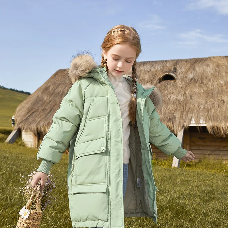 new-children's-clothing-down-jacket-children's-down-jacket-middle-aged-children's-mid-length-raccoon-dog-real-fur-collar