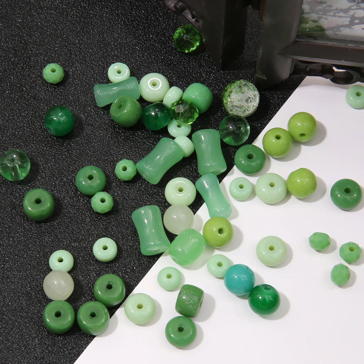 

20pcs Green Series Solid Color Crystal Wheel Jade Jelly Pearls Porcelain Glass Beads For DIY Jewelry Making Bracelets Necklaces
