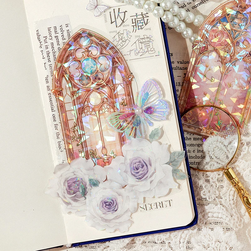 10 sztuk PET Laser Scrapbooking dekoracyjne naklejki opakowanie materiał idealny do kolażu Journaling Craft materiały dla majsterkowiczów — zdjęcie 6
