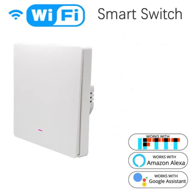 Tuya Smart Wifi Switch 220V No Neutral Wire Required 1/2/3 Gang Wall Light Button Switch Support Smart Lfie Alexa Home