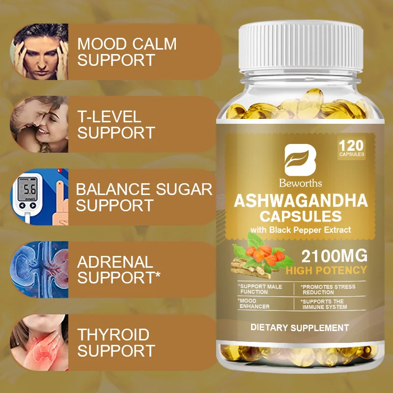 Beworths 1015mg Organic Ashwagandha Root Capsules Sleep Better Sleep Health Good Mood No additives