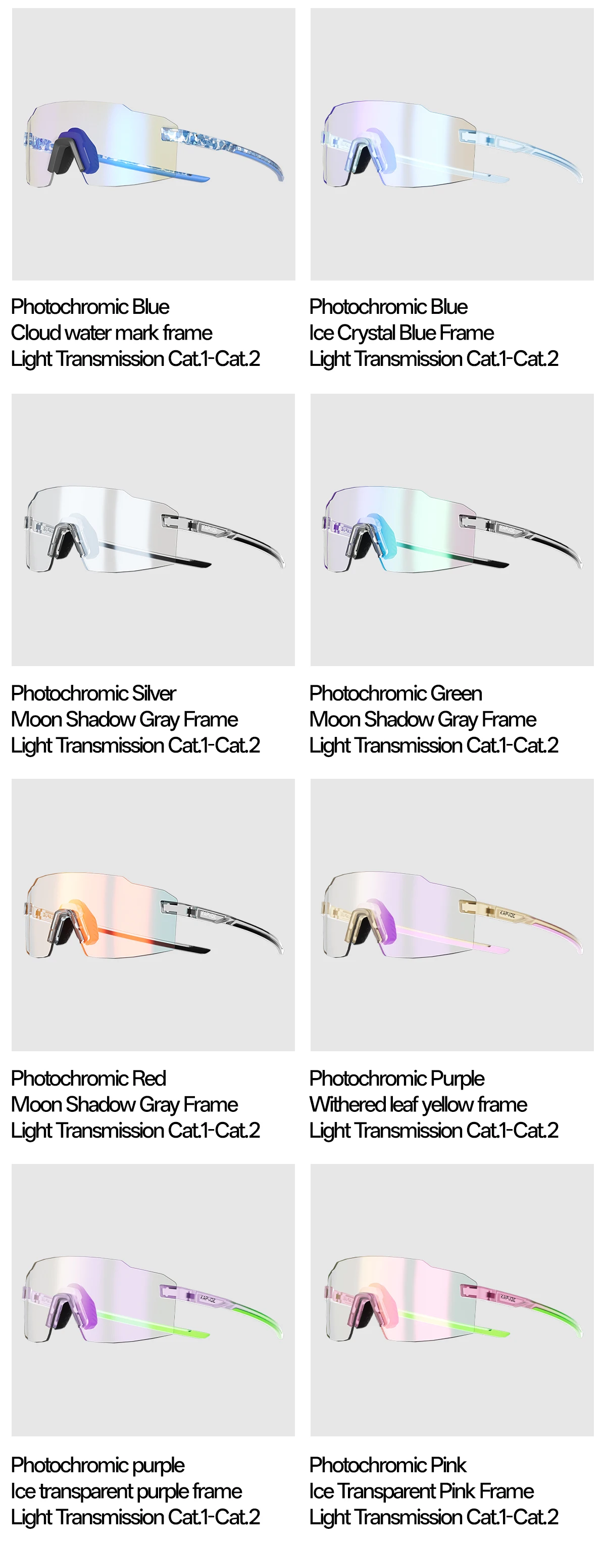 KAPVOE Photochrome Outdoor-Fahrradbrille für Damen, Rennradbrille, Sportsonnenbrille, Fahrradbrille, Laufbrille, UV400-Schutzbrille, Neu – Detail 18