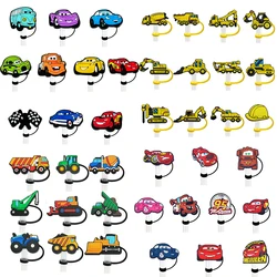 Potdemiel Cartoon Car Straw Cover Cap for Cup Reusable 10mm Silicone Straw Topper Compatible With Dust-Proof Straw Tips Lid