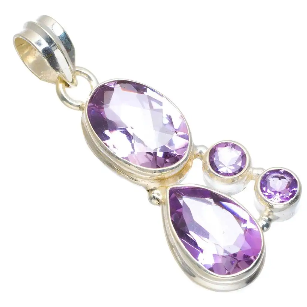 

StarGems Amethyst Handmade Unique 925 Sterling Silver Pendant 1.75" A1978