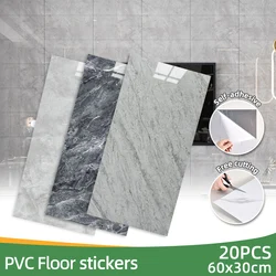20pcs/Lot PVC Imitation Tile Wood Marble Floor Sticker Self-adhesive Wall Stickers Waterproof Bathroom Decoration Decals 60*30cm