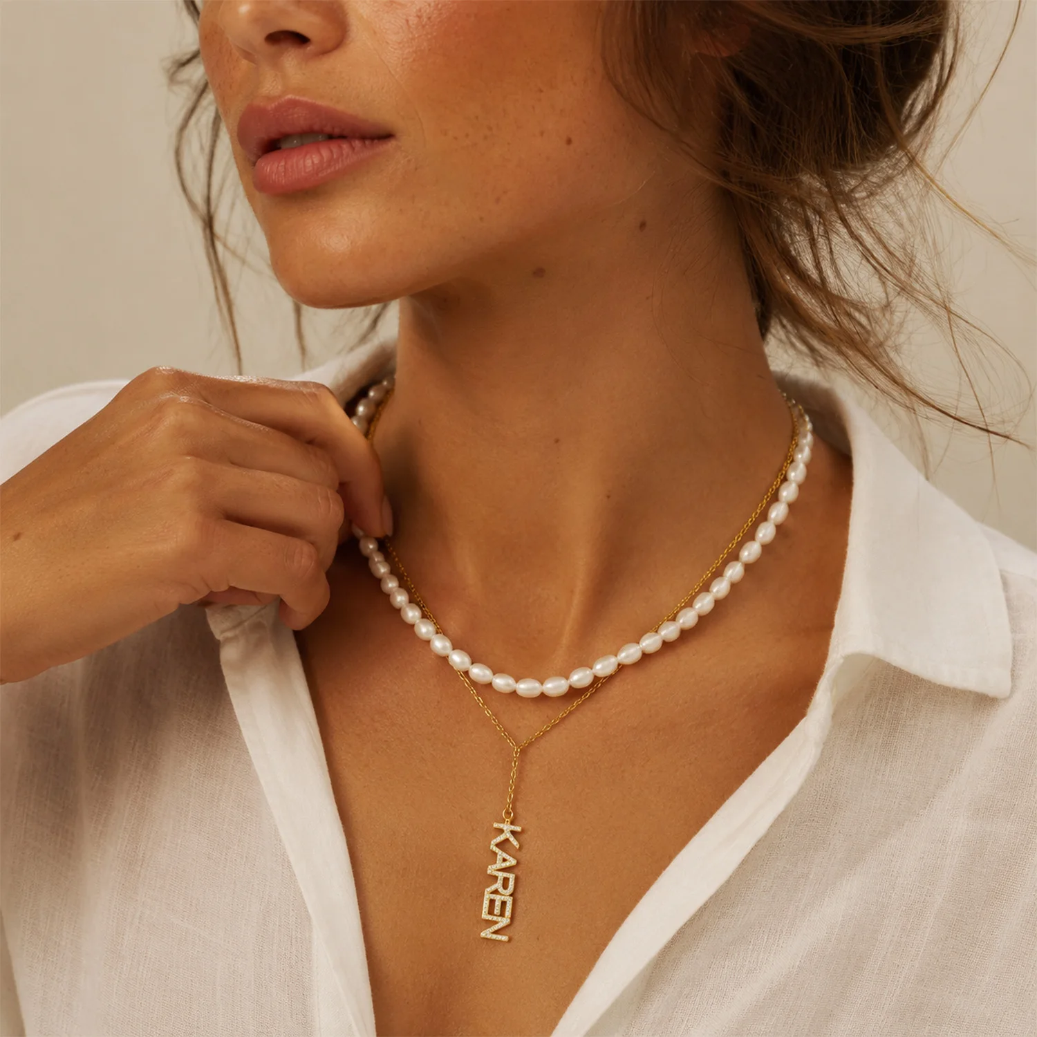 Dascusto Customized Letters Name Necklace 9mm Plain Letters Charm Necklace Fashion Elegant Jewelry Design For Women Gifts