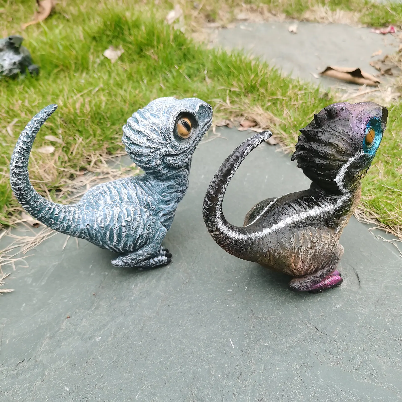 Żywica dinozaur figurka statua zabawny dinozaur statua kreskówka rzeźba na ogrodowa ozdoba Home Decor